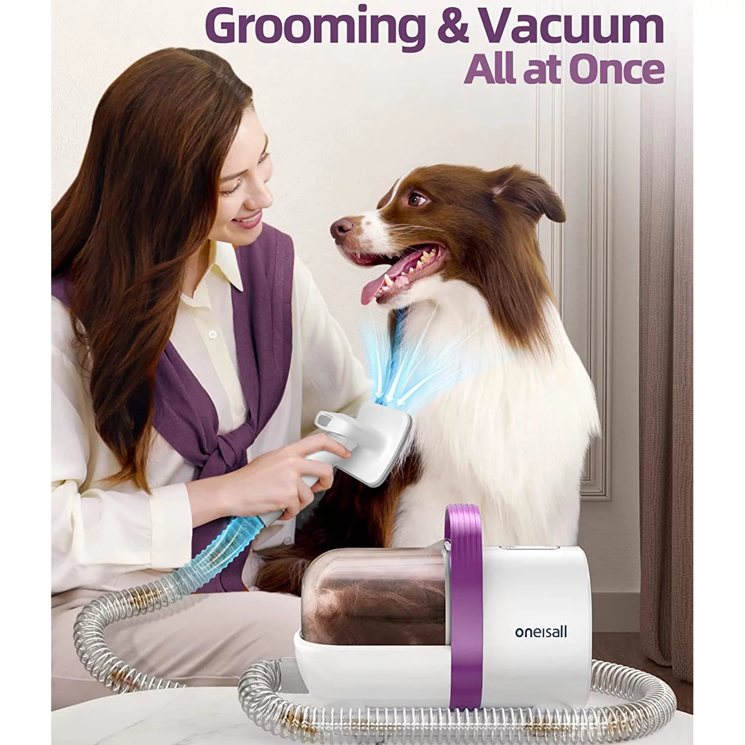 Ultimate 7-in-1 Dog Grooming Kit with Low Noise Vacuum - Effortless Pet Hair Removal & Professional Grooming Tools for Dogs and Cats